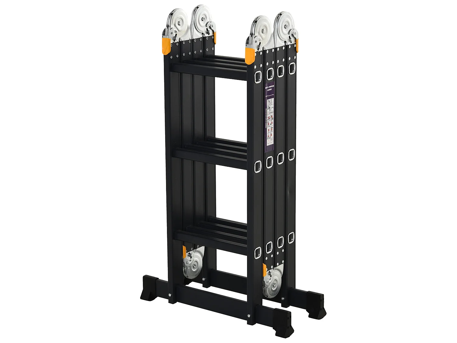 Escalera plegable de aluminio negro 370x61x11 cm DURHAND