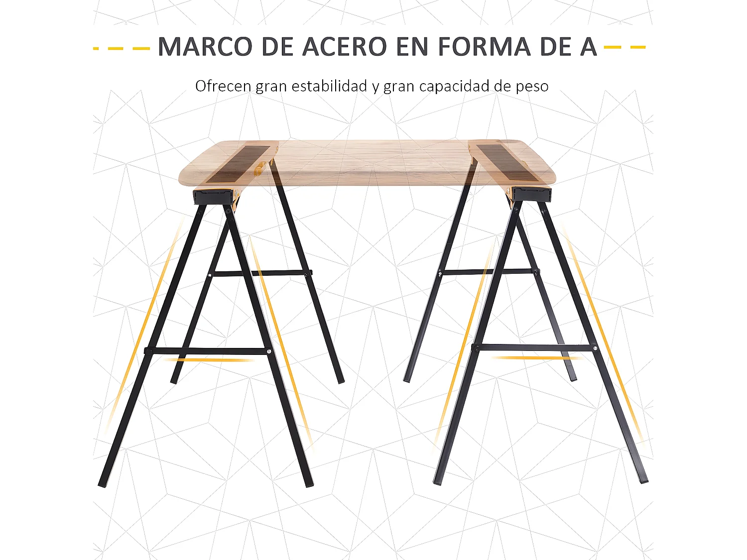 Caballo de sierra plegable negro y amarillo 99,5x50x76cm DURHAND