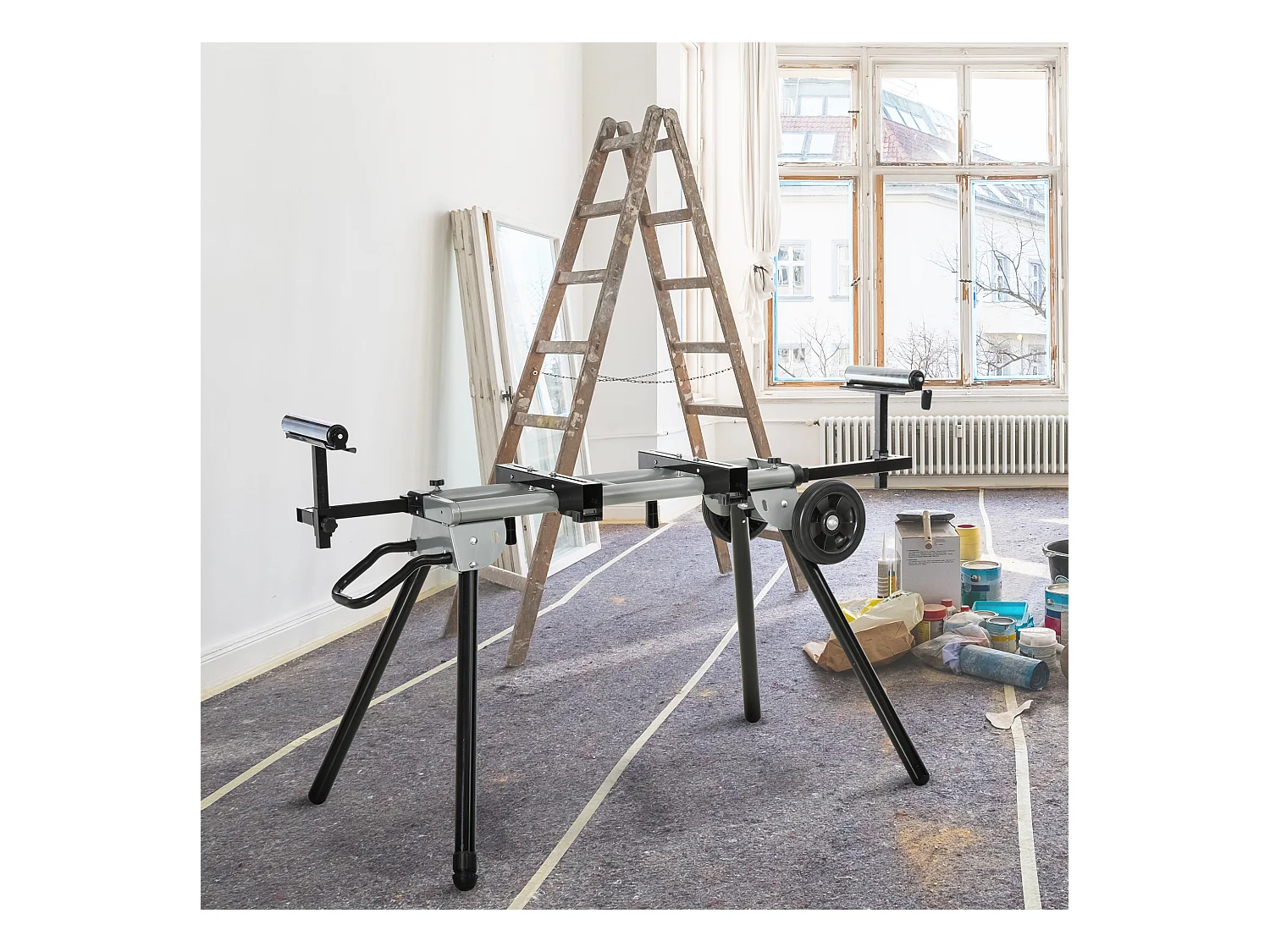 Soporte para sierra ingletadora negro 245x73x96 cm DURHAND