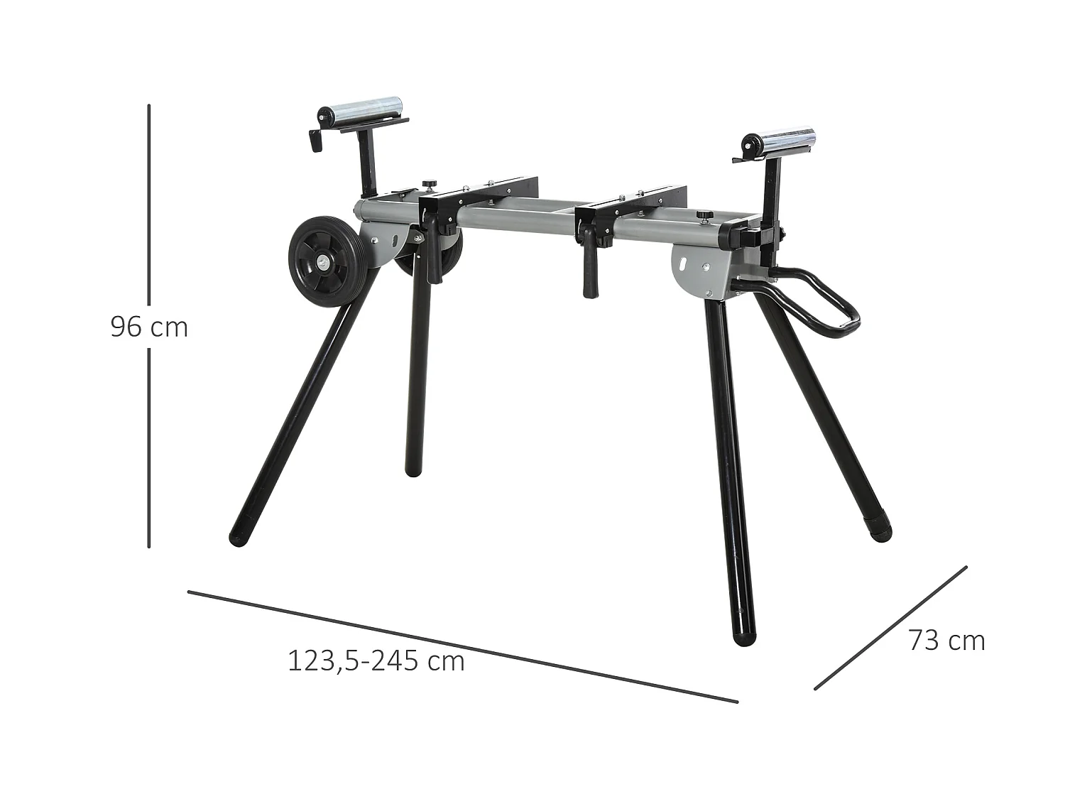 Soporte para sierra ingletadora negro 245x73x96 cm DURHAND