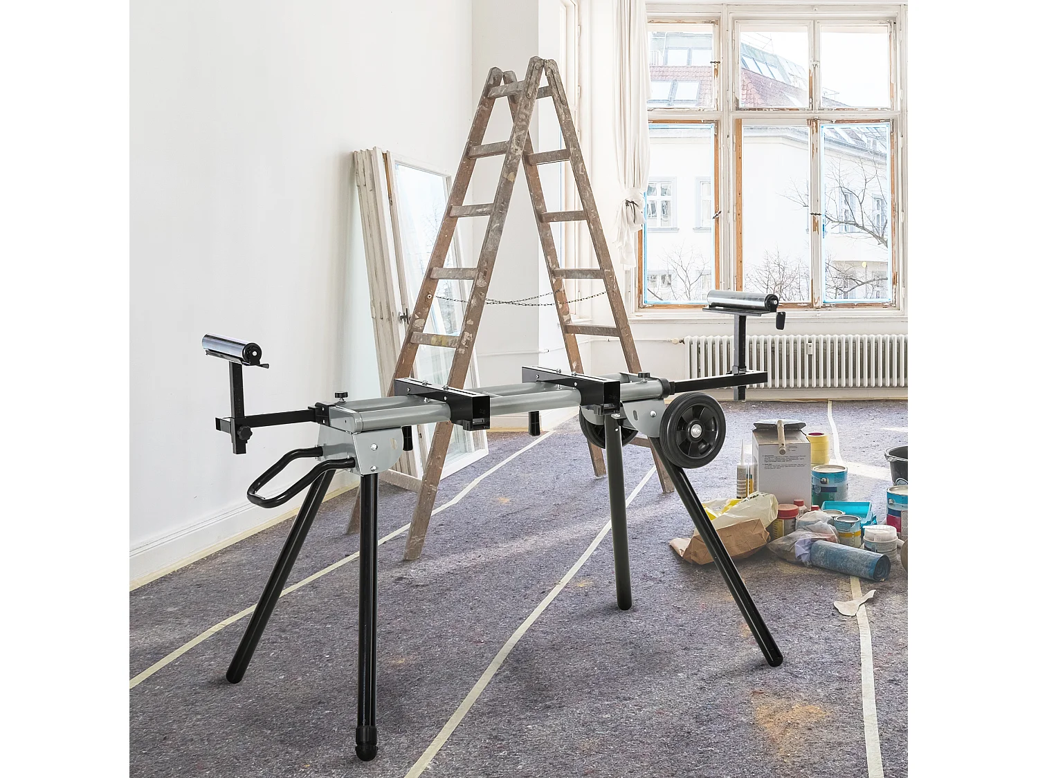 Soporte para sierra ingletadora negro 245x73x96 cm DURHAND