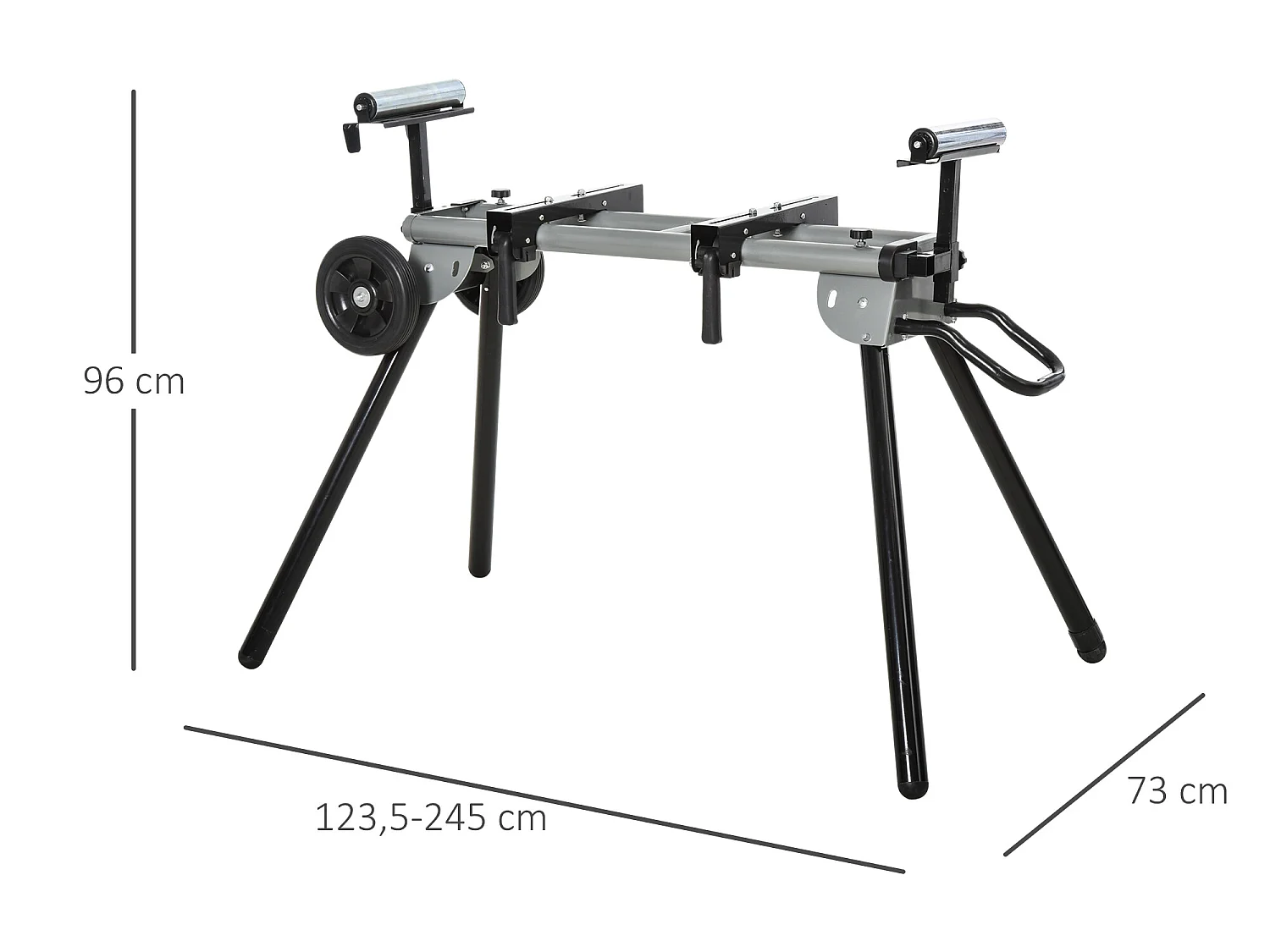 Soporte para sierra ingletadora negro 245x73x96 cm DURHAND