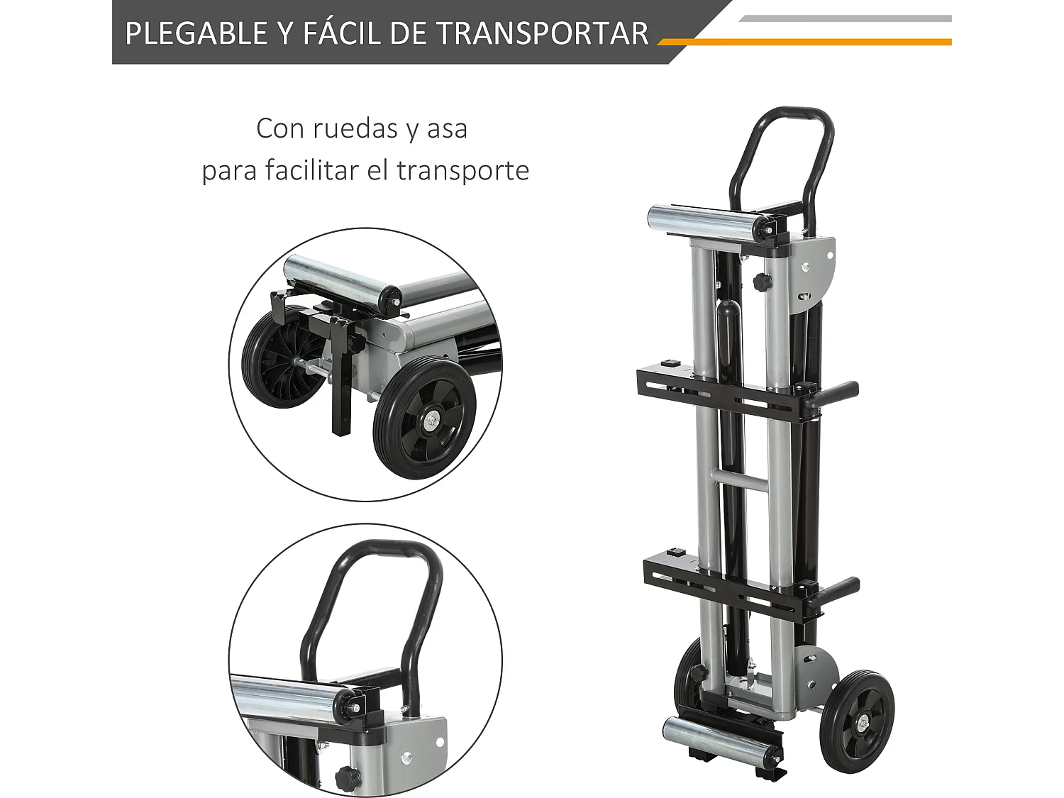 Soporte para sierra ingletadora negro 245x73x96 cm DURHAND