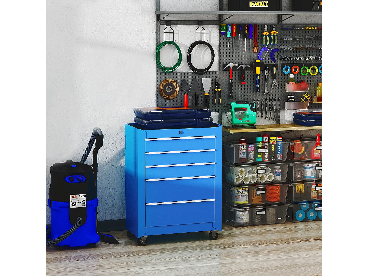 Carro de herramientas azul 61.5x33x82.5 cm HOMCOM