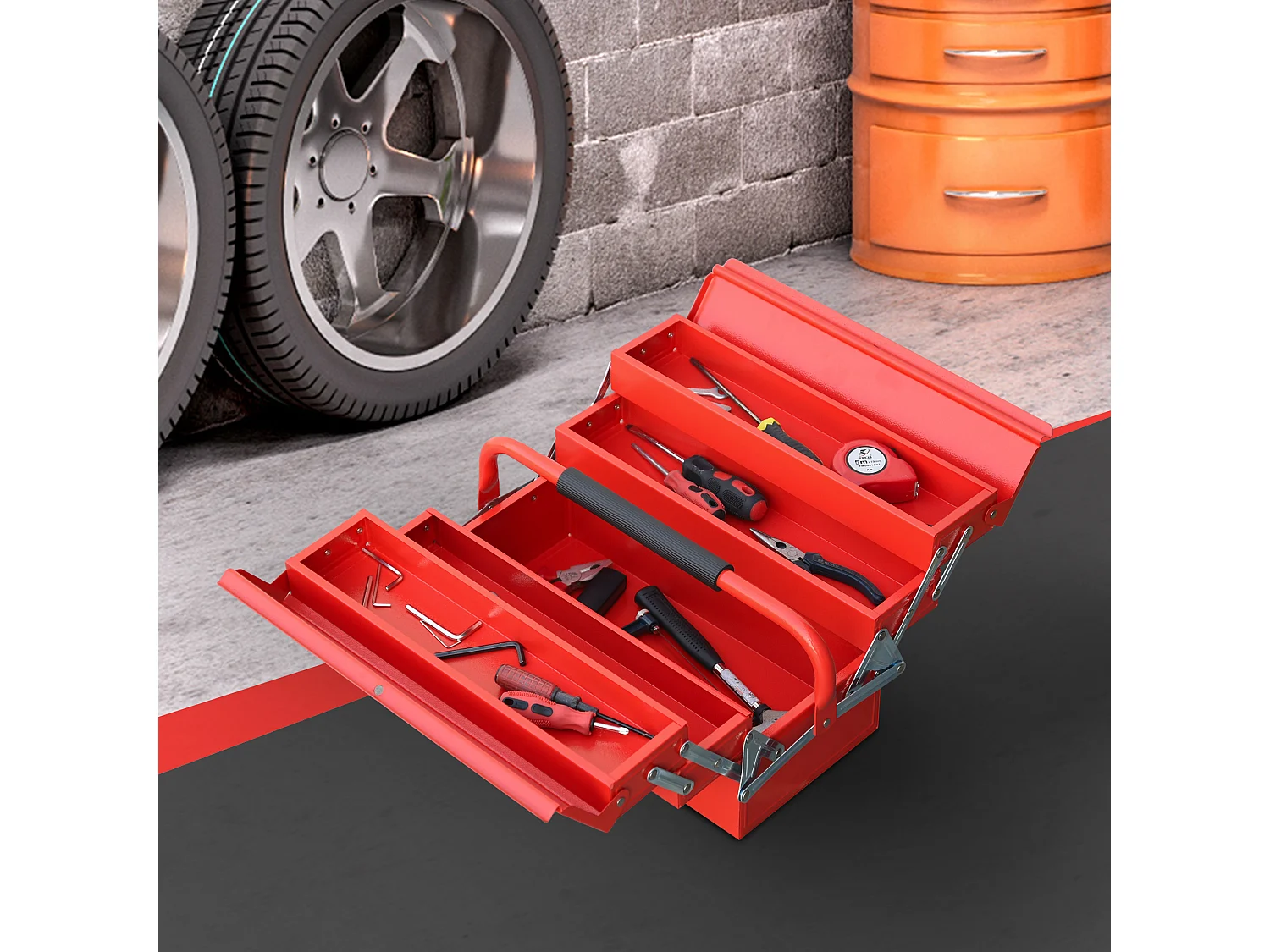 Caja de herramientas rojo 45x20x34.5 cm DURHAND