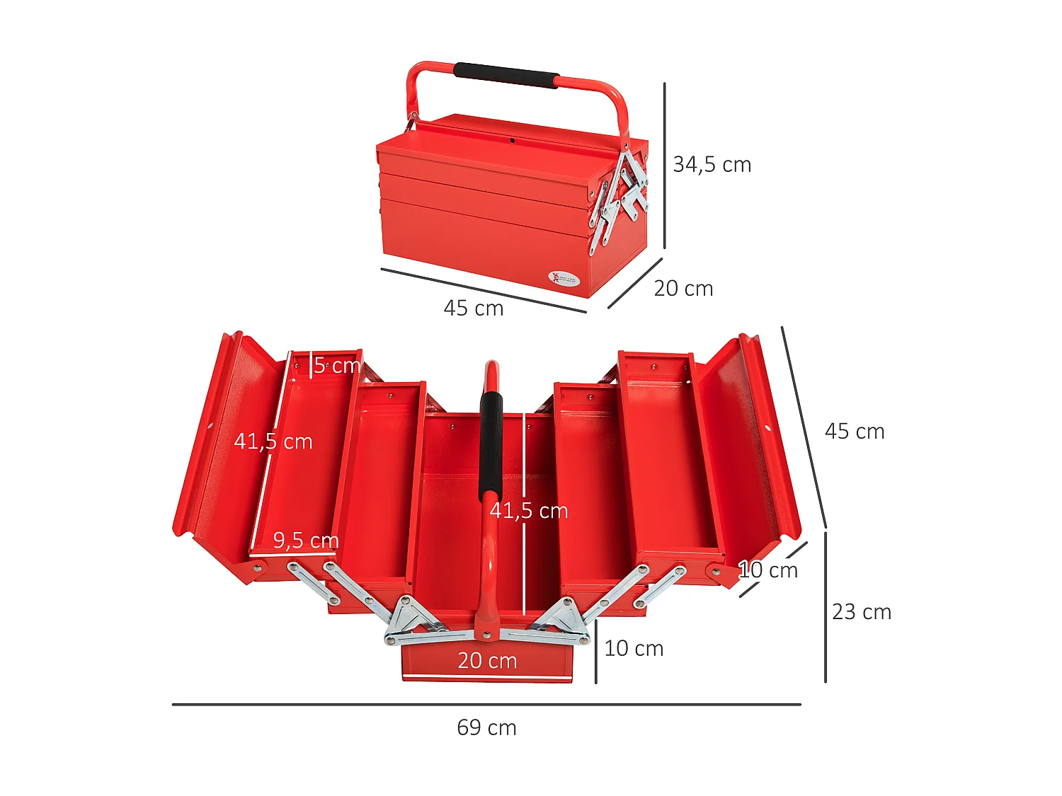 Caja de herramientas rojo 45x20x34.5 cm DURHAND