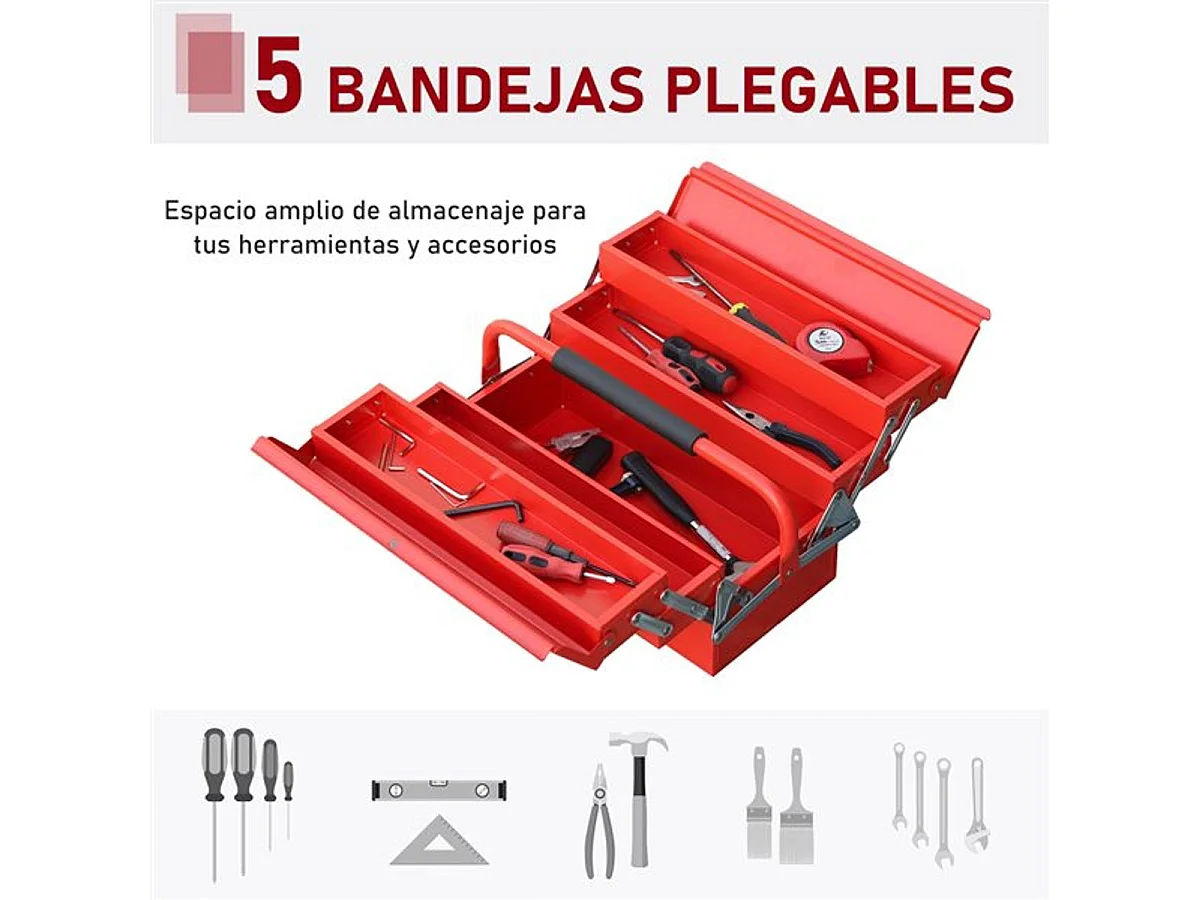 Caja de herramientas rojo 45x20x34.5 cm DURHAND