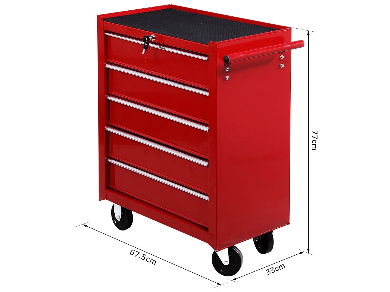 Carro de herramientas rojo 67,5x33x77cm HOMCOM