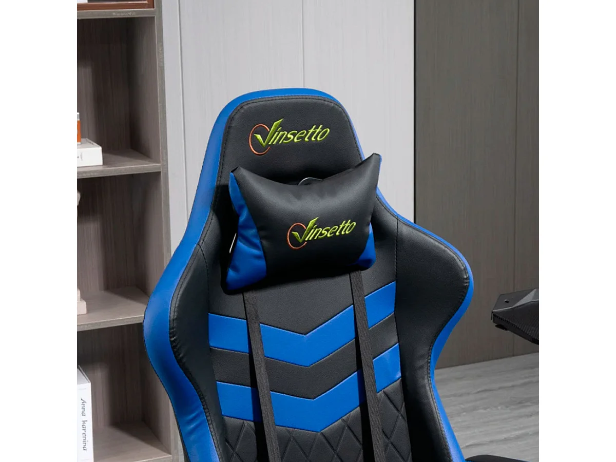 Silla gaming azul y negro 61x70x129 cm Vinsetto