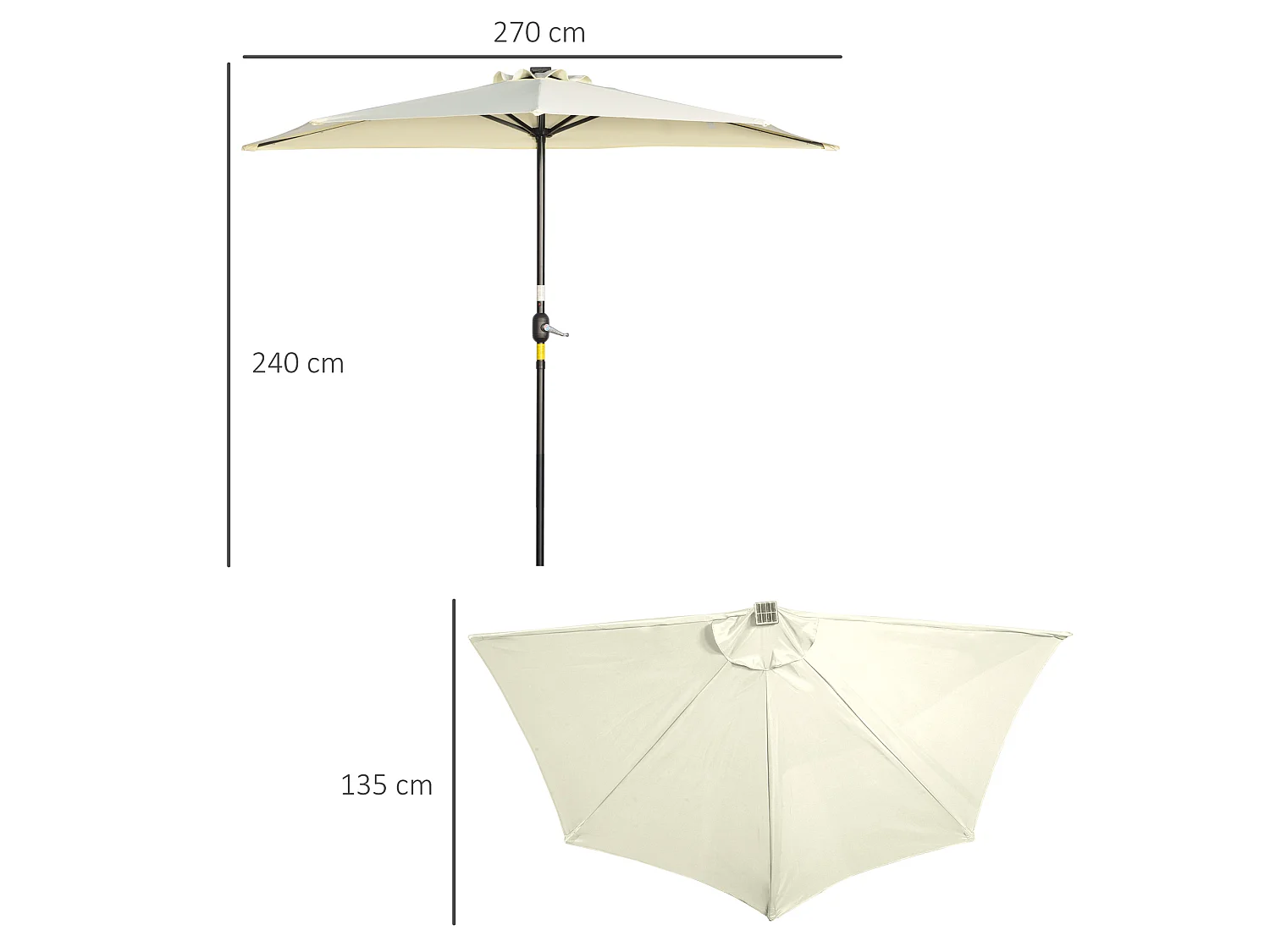 Sombrilla de jardín beige 270x135x240 cm Outsunny