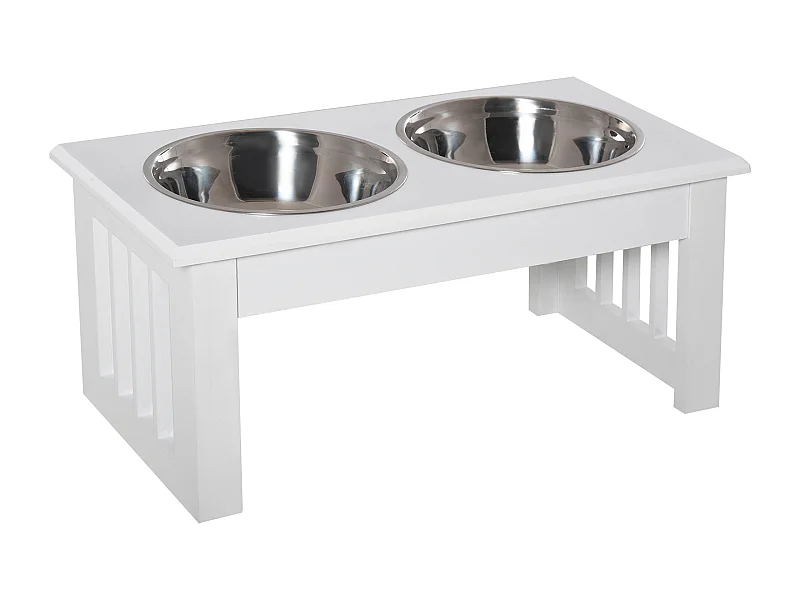 Comedero elevado para perros blanco 44x24x15 cm PawHut