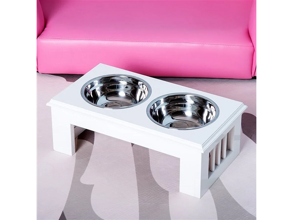 Comedero elevado para perros blanco 44x24x15 cm PawHut