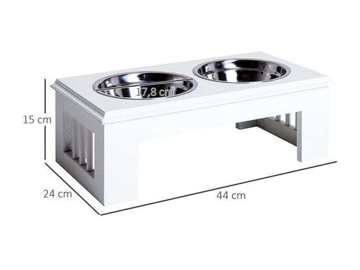 Comedero elevado para perros blanco 44x24x15 cm PawHut