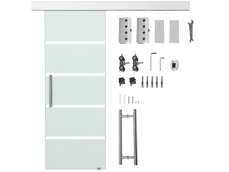 Puerta corredera esmerilado con rayas 200x213 cm HOMCOM