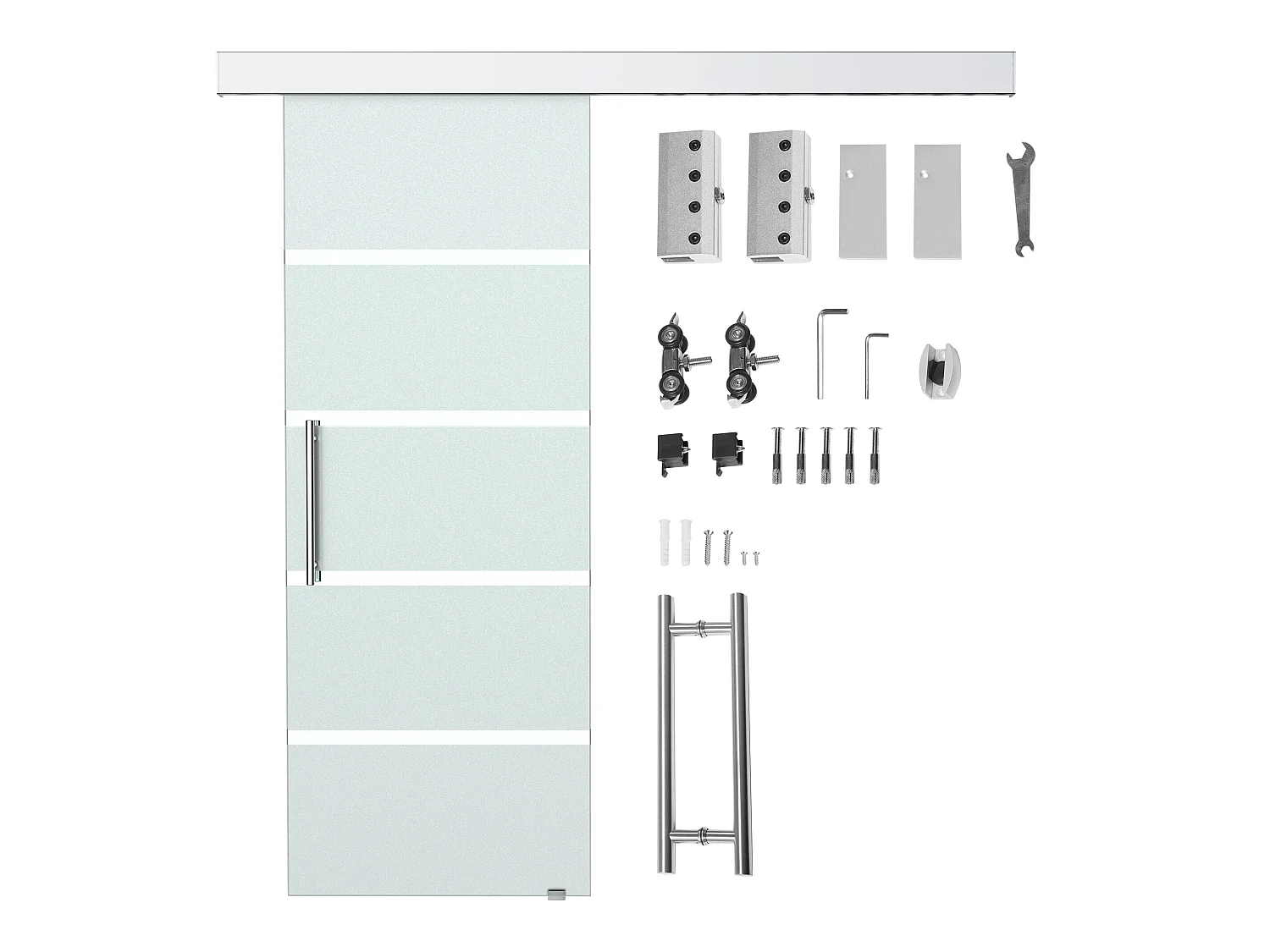 Puerta corredera esmerilado con rayas 200x213 cm HOMCOM