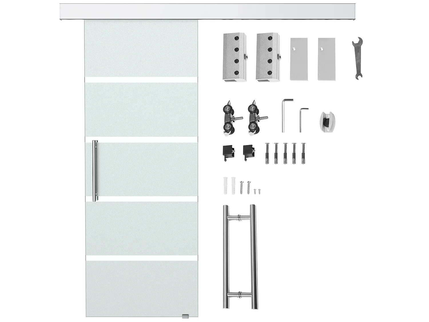 Puerta corredera esmerilado con rayas 200x213 cm HOMCOM