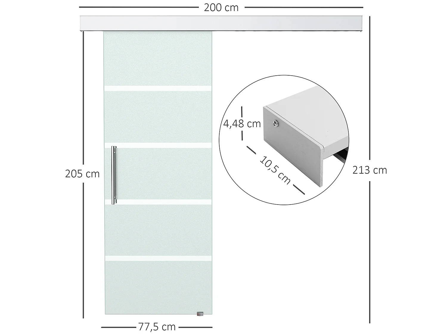 Puerta corredera esmerilado con rayas 200x213 cm HOMCOM