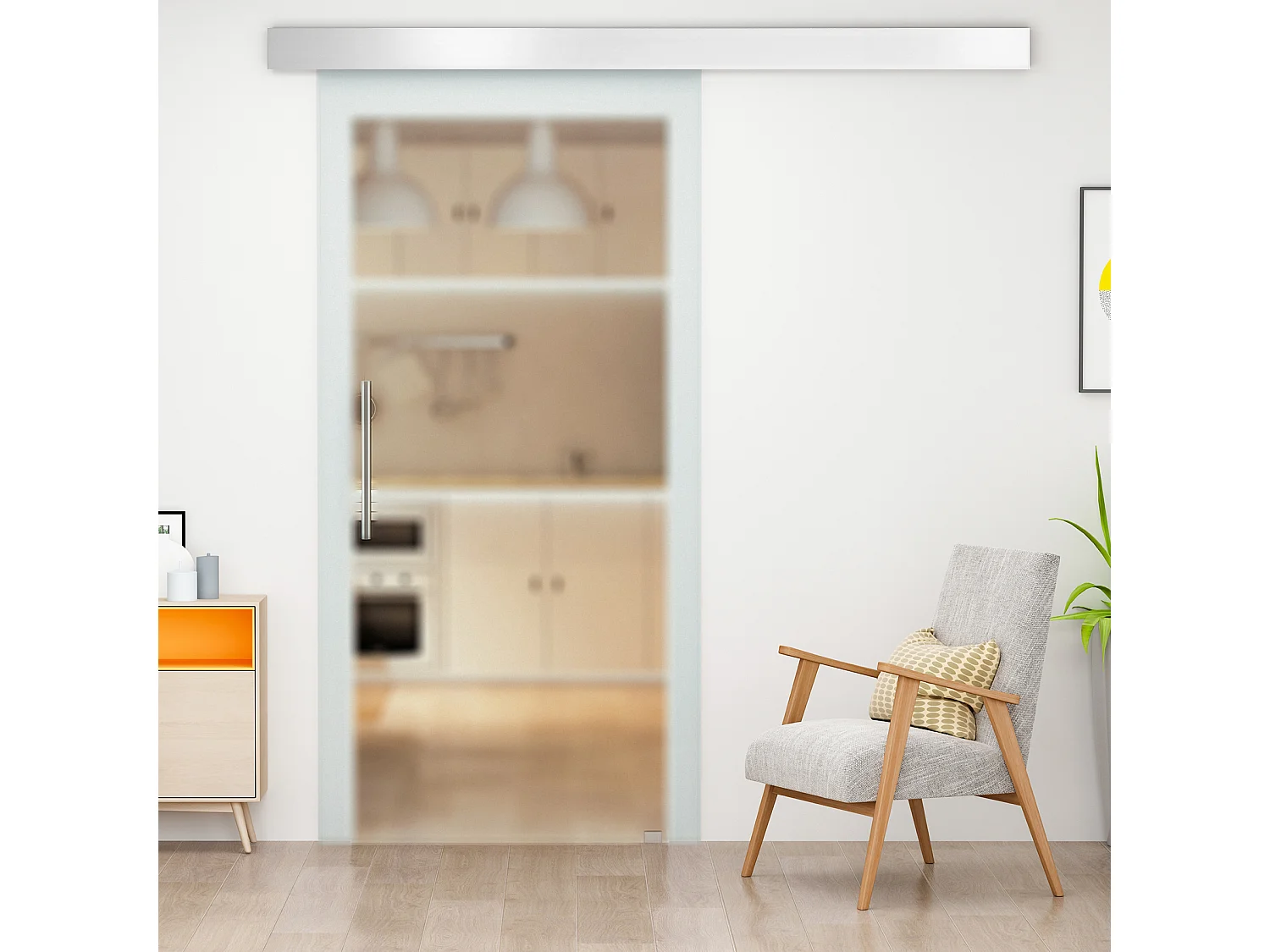 Puerta corredera transparente 200x213 cm HOMCOM