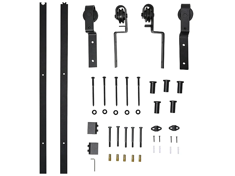 Juego de herrajes para puerta corredera negro 200x0,6x4 cm HOMCOM