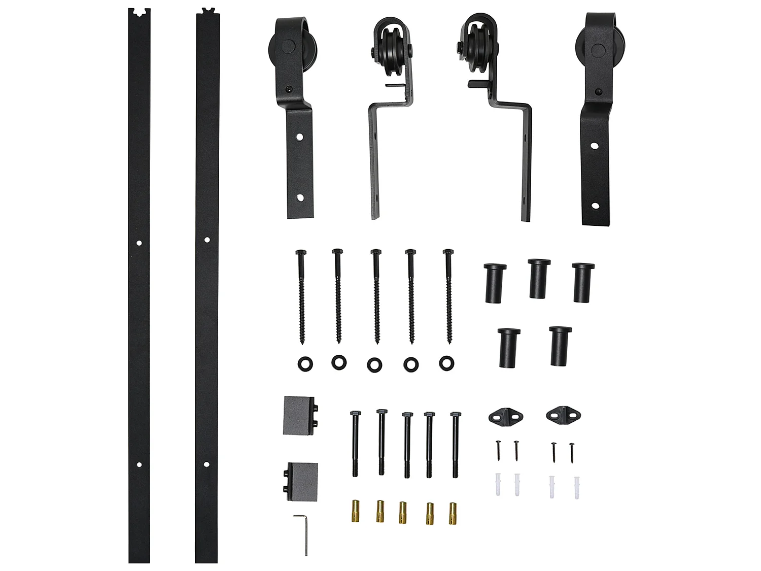 Juego de herrajes para puerta corredera negro 200x0,6x4 cm HOMCOM