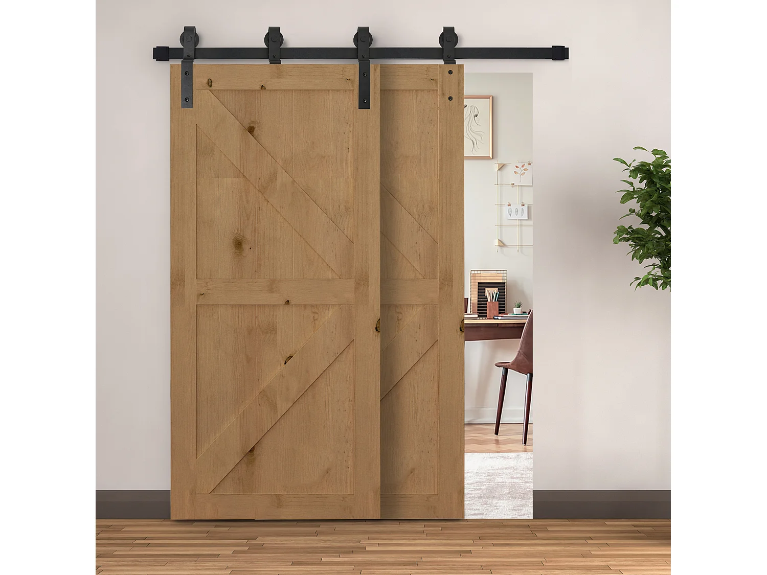 Juego de herrajes para puerta corredera negro 200x0,6x4 cm HOMCOM