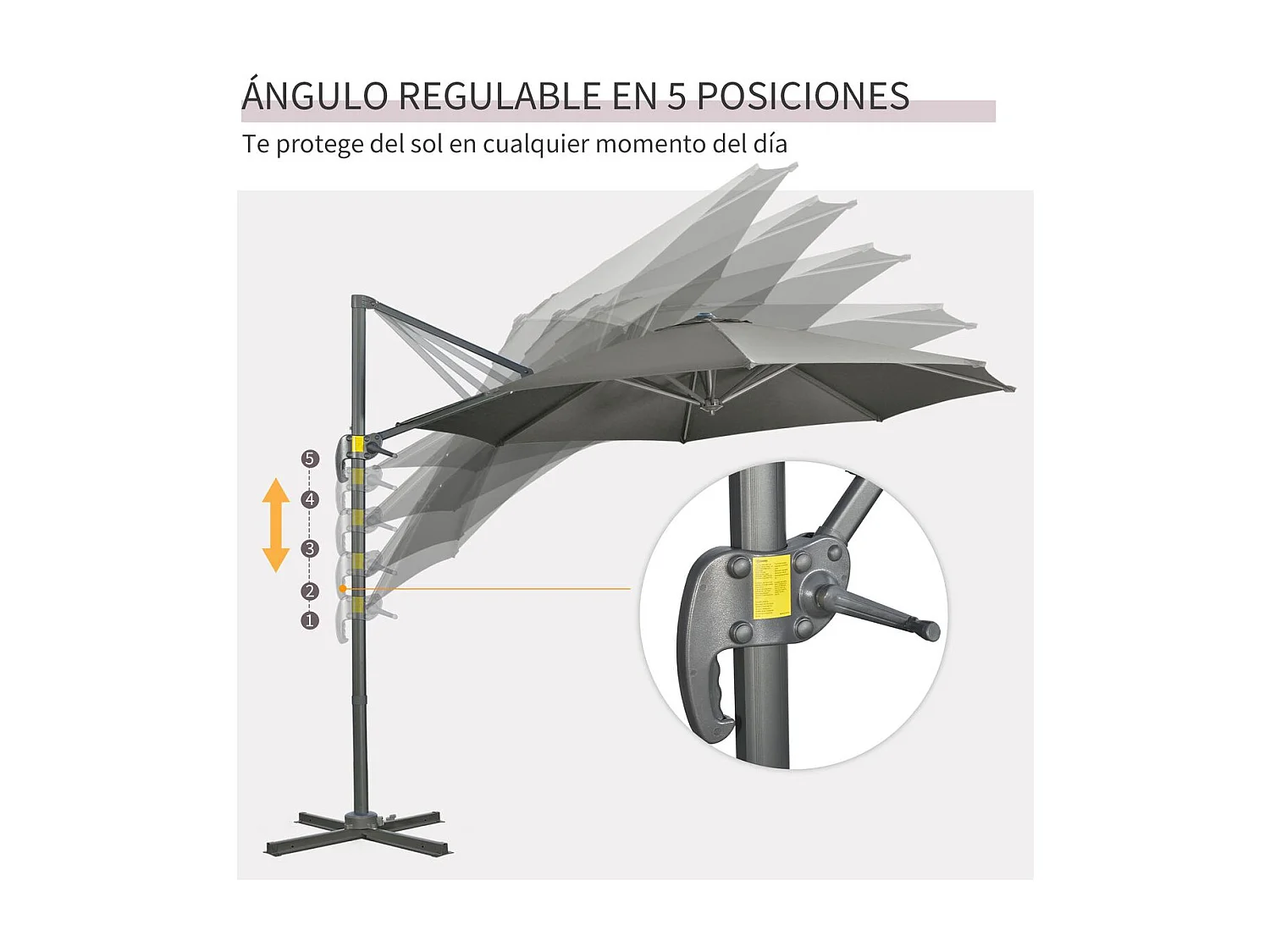 Sombrilla de jardín gris 293x293x248 cm Outsunny