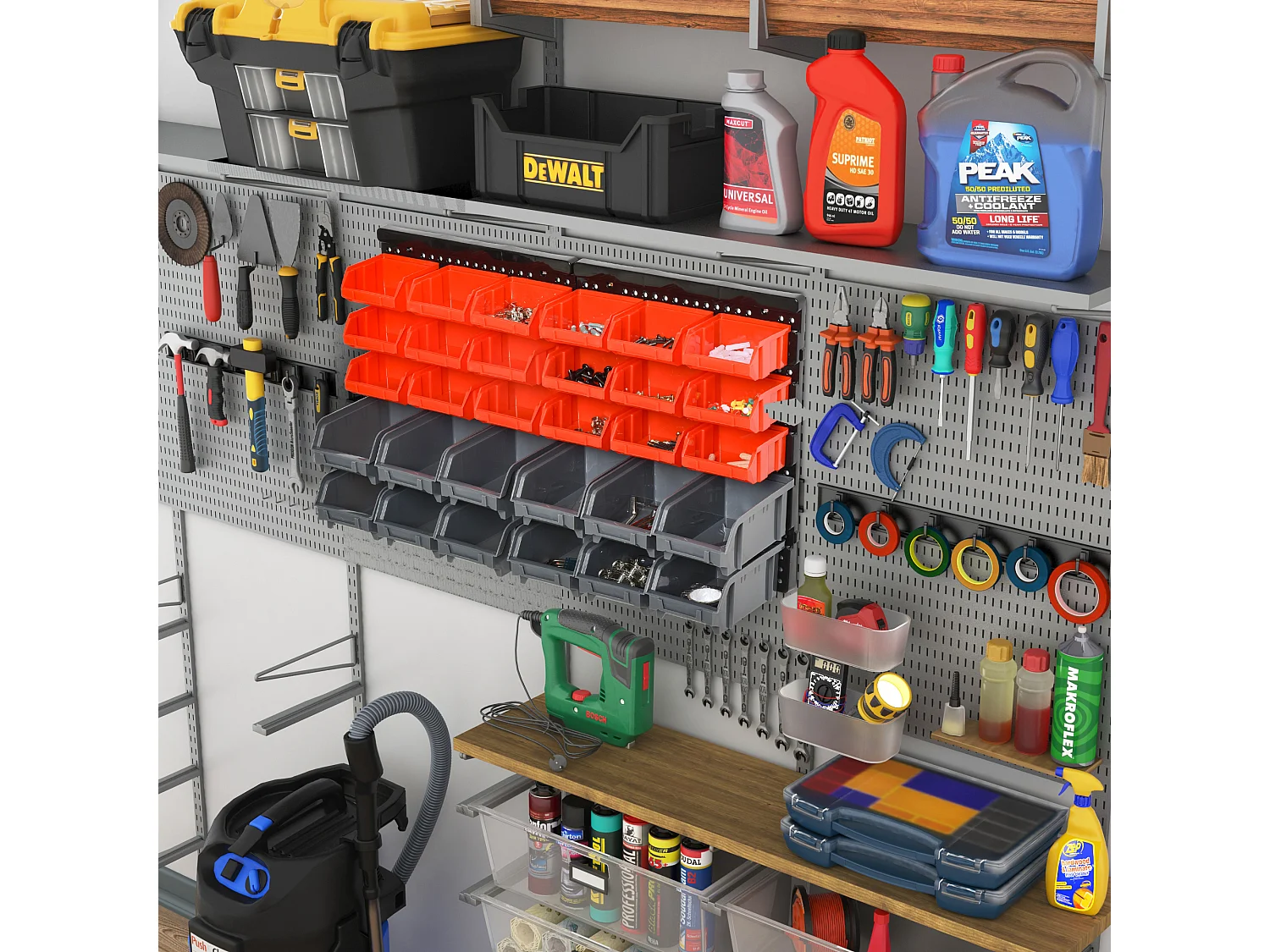 Estantería de 33 piezas rojo, gris 37.5x18x63 cm DURHAND