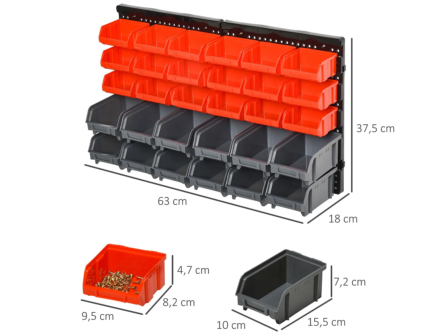 Estantería de 33 piezas rojo, gris 37.5x18x63 cm DURHAND