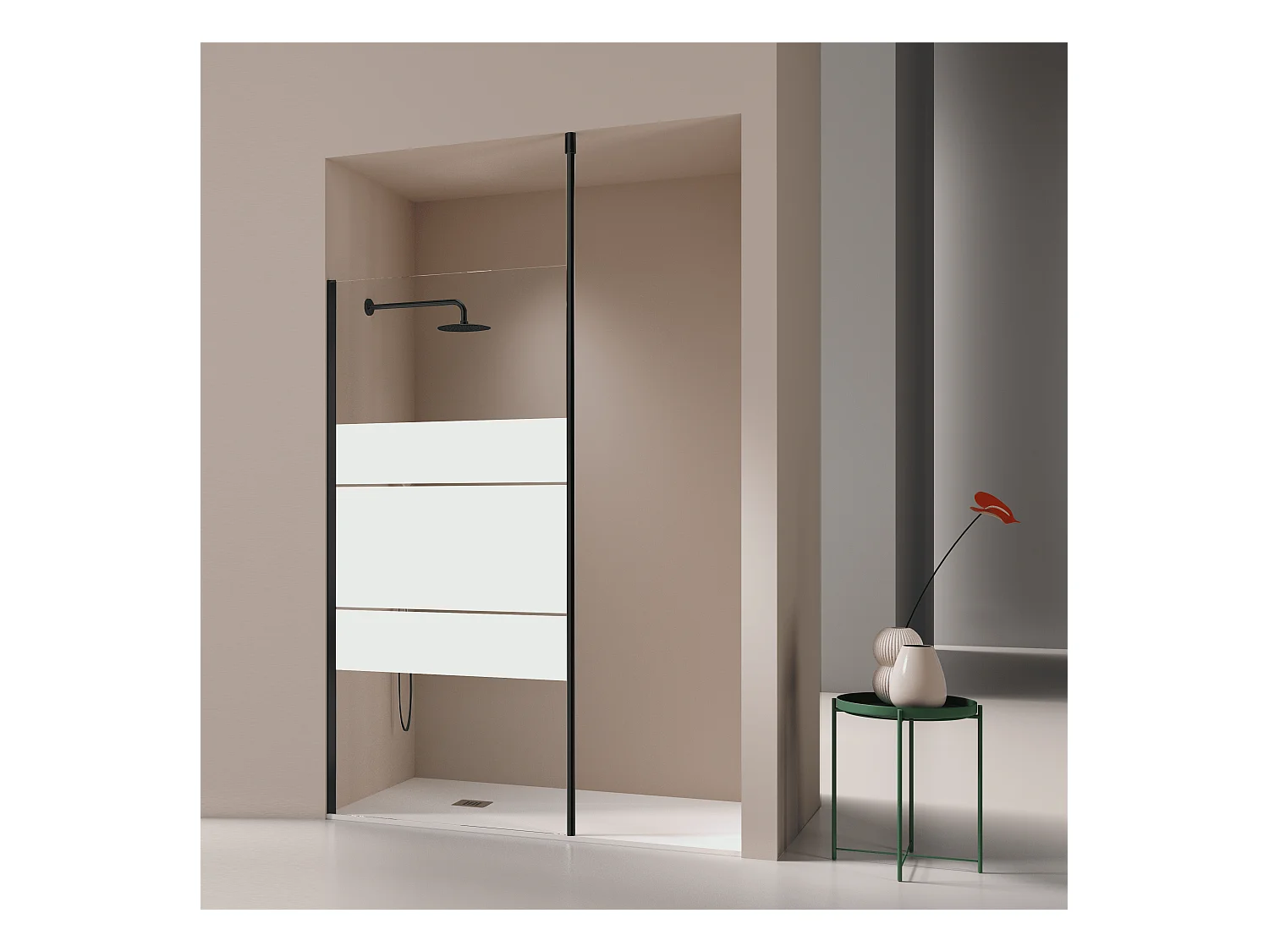 Panel fijo de ducha 120-121 cm FRESH LEVANTE Negro Cristal serigrafiado