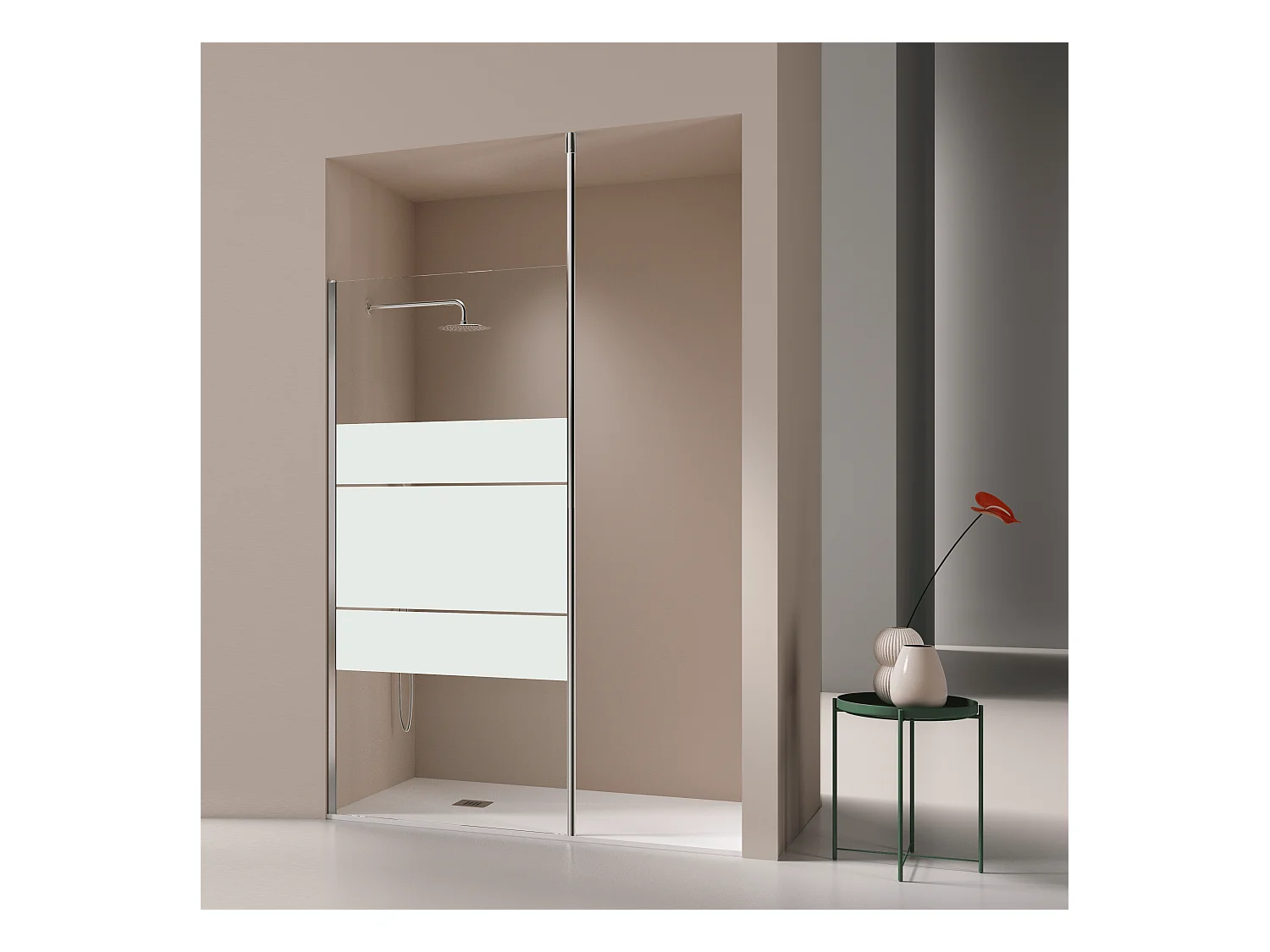 Panel fijo de ducha 120-121 cm FRESH LEVANTE Cristal serigrafiado