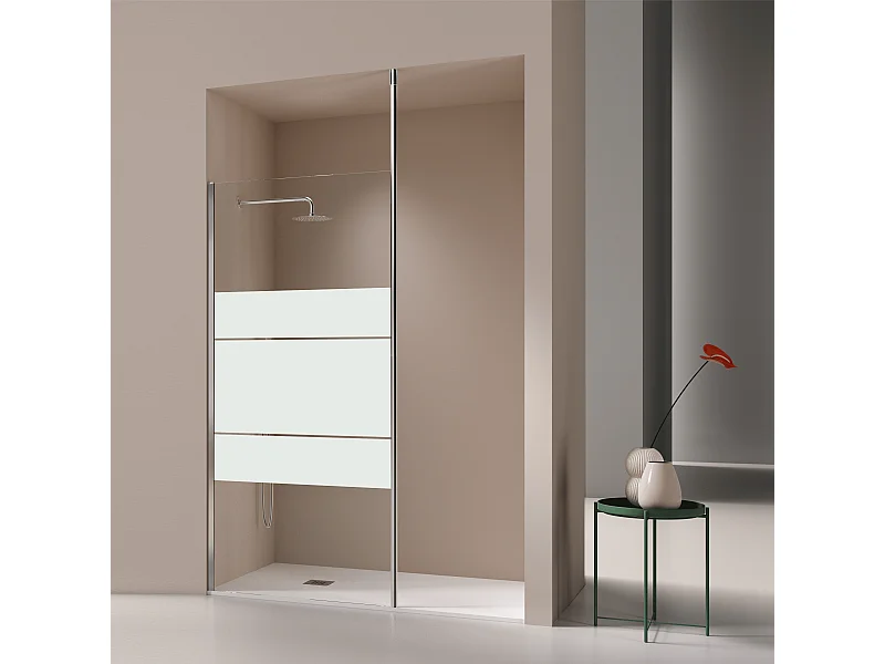 Paroi de douche fixe FRESH LEVANTE profil chromé 120 cm Sérigraphié