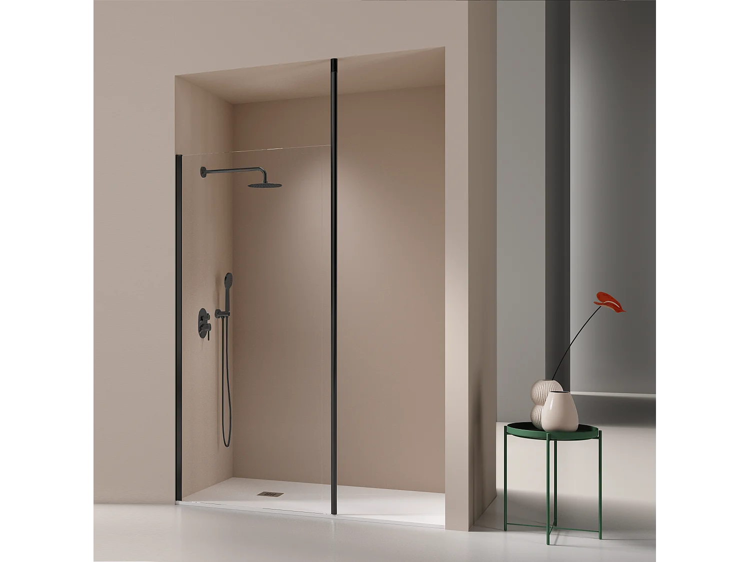 Panel fijo de ducha 120-121 cm FRESH LEVANTE Negro Cristal transparente