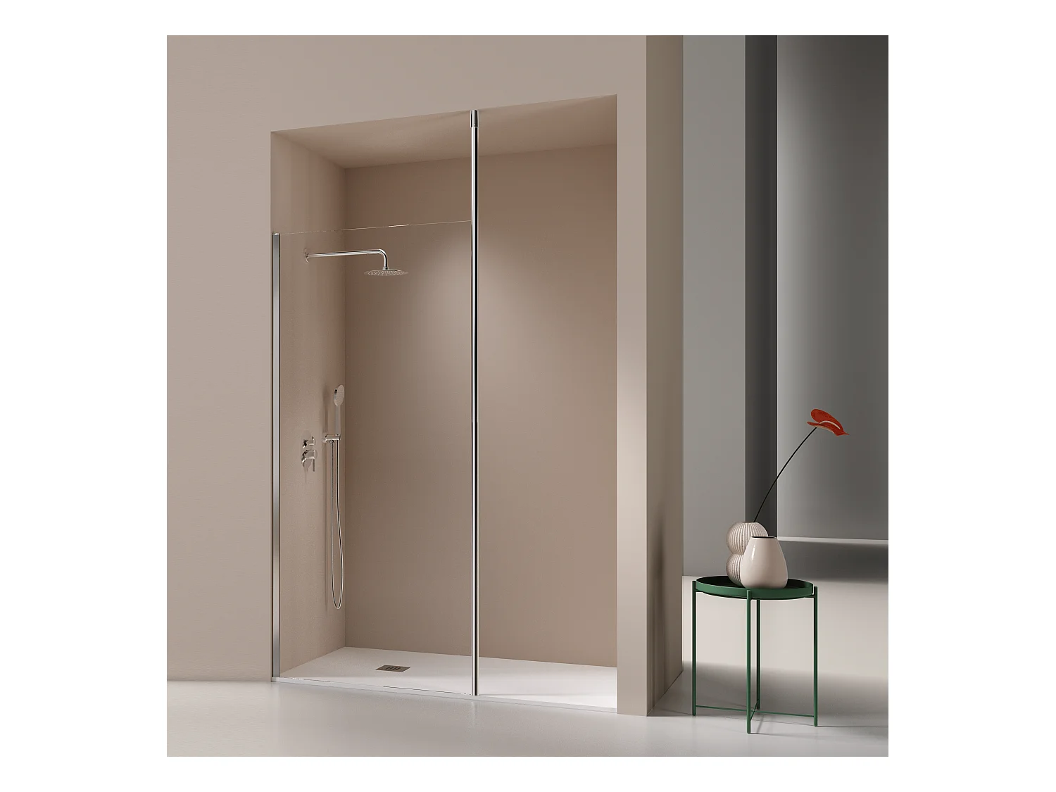 Panel fijo de ducha 120-121 cm FRESH LEVANTE Cristal transparente