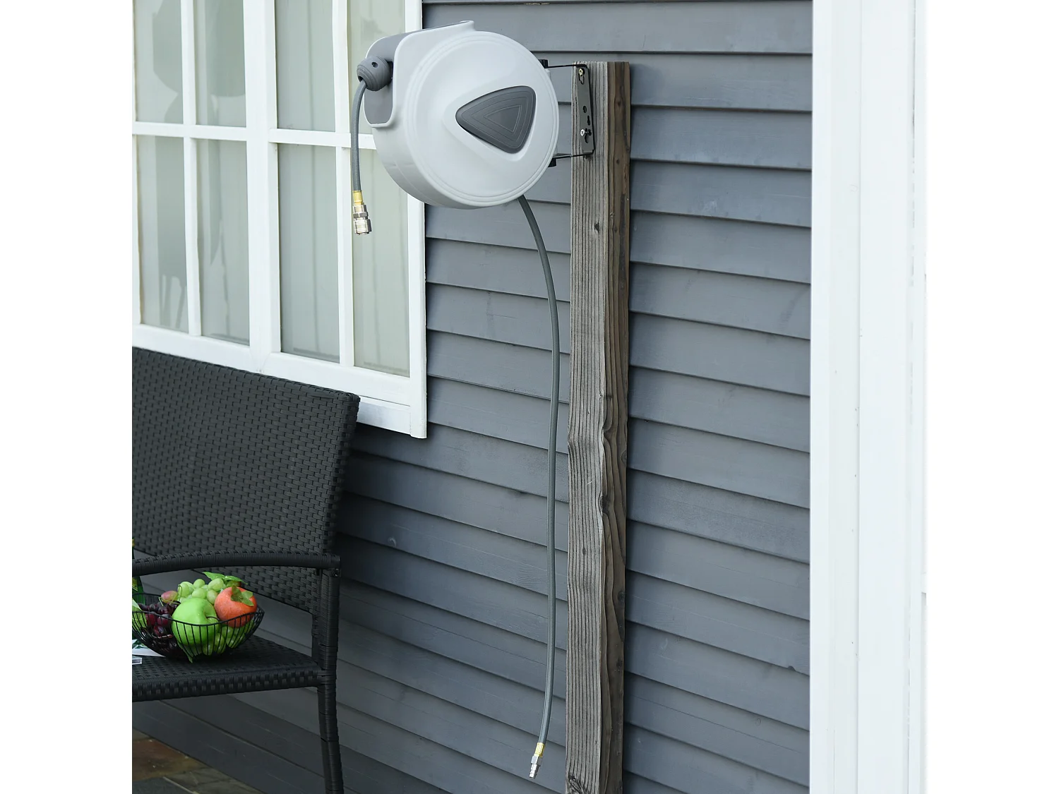 Carrete de manguera de aire gris 39x21,2x36,6 cm DURHAND