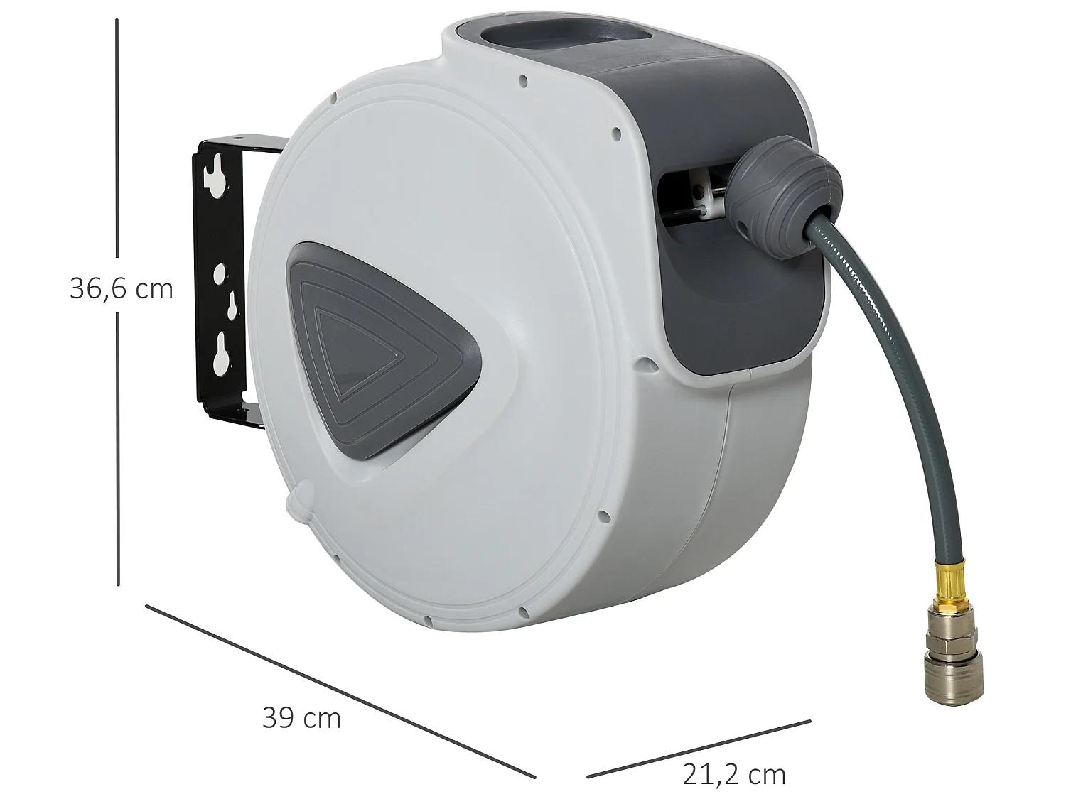 Carrete de manguera de aire gris 39x21,2x36,6 cm DURHAND