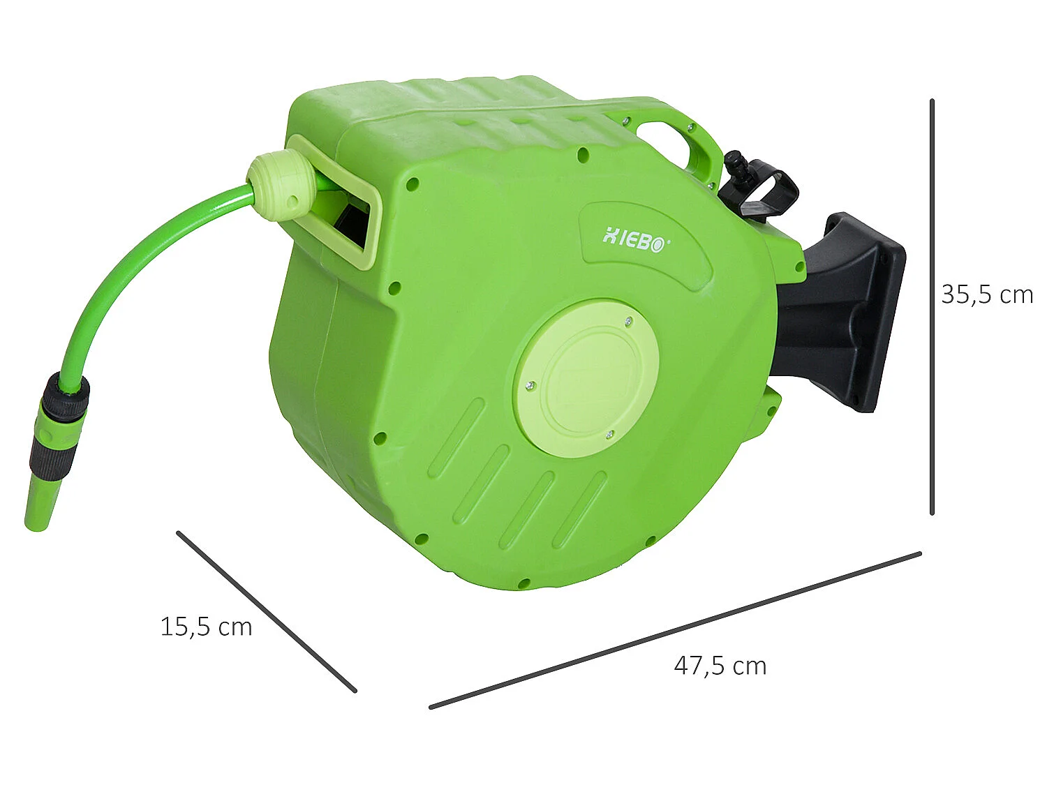 Carrete para manguera verde 47,5x15,5x35,5 cm Outsunny