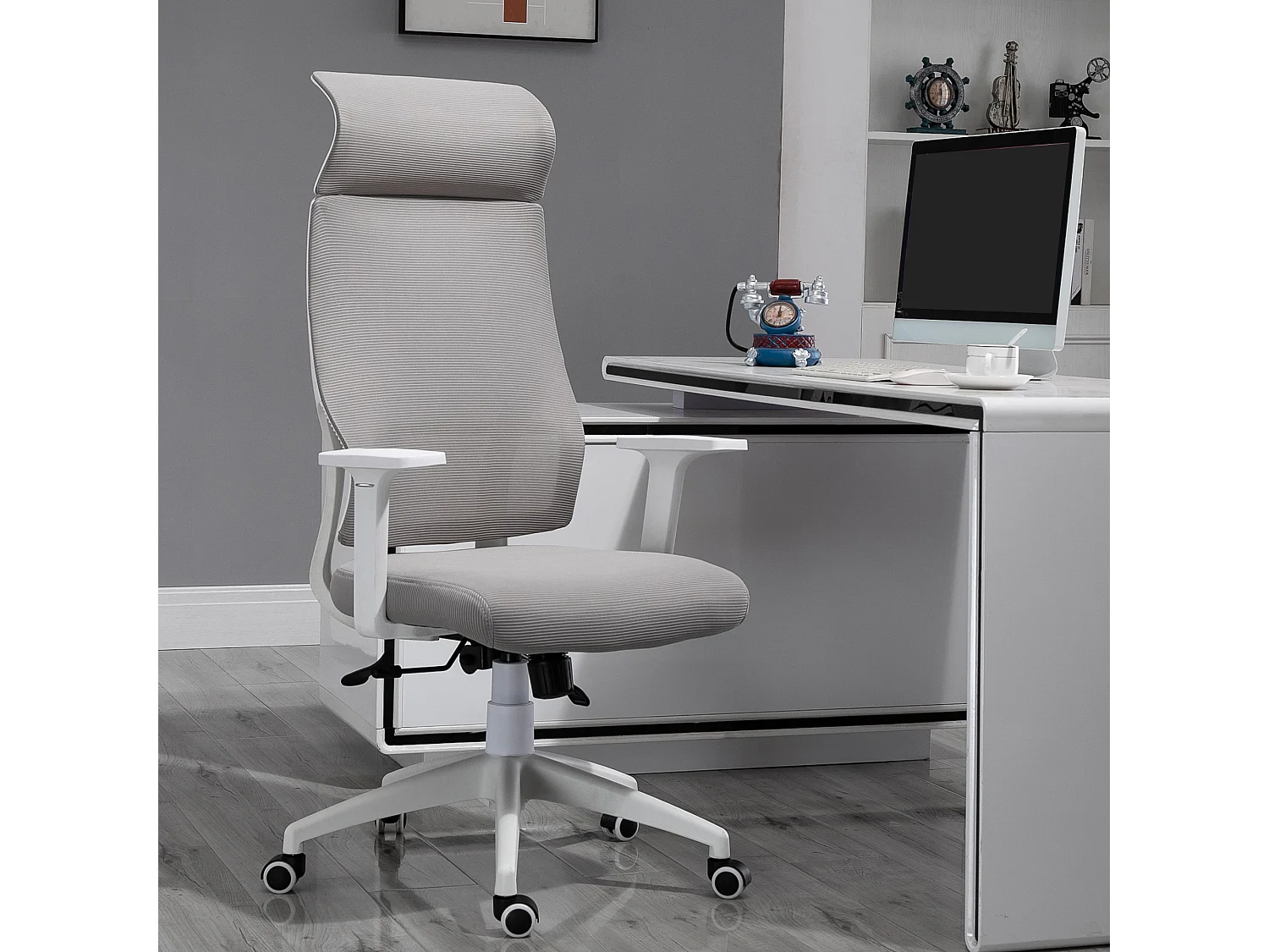 Silla de oficina gris 64x61x128.9 cm Vinsetto