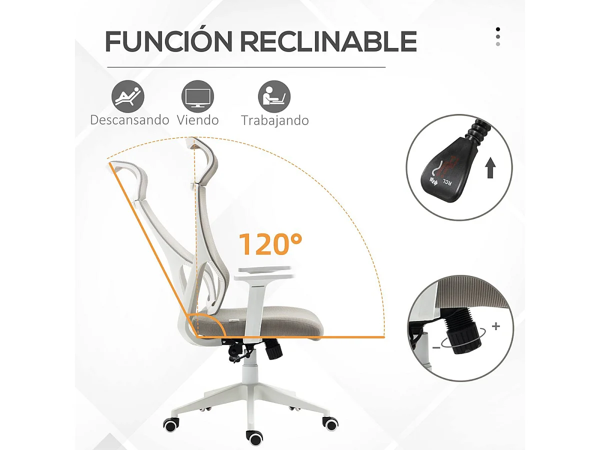 Silla de oficina gris 64x61x128.9 cm Vinsetto