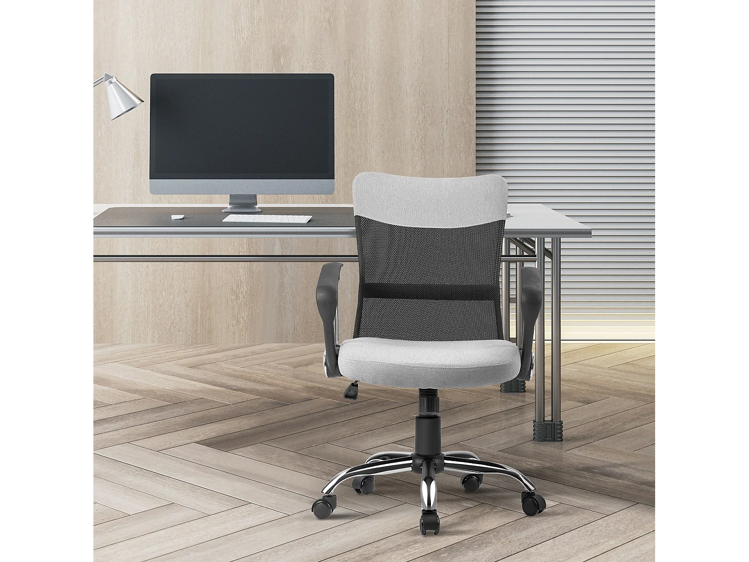 Silla de oficina gris 60x66x101 cm Vinsetto