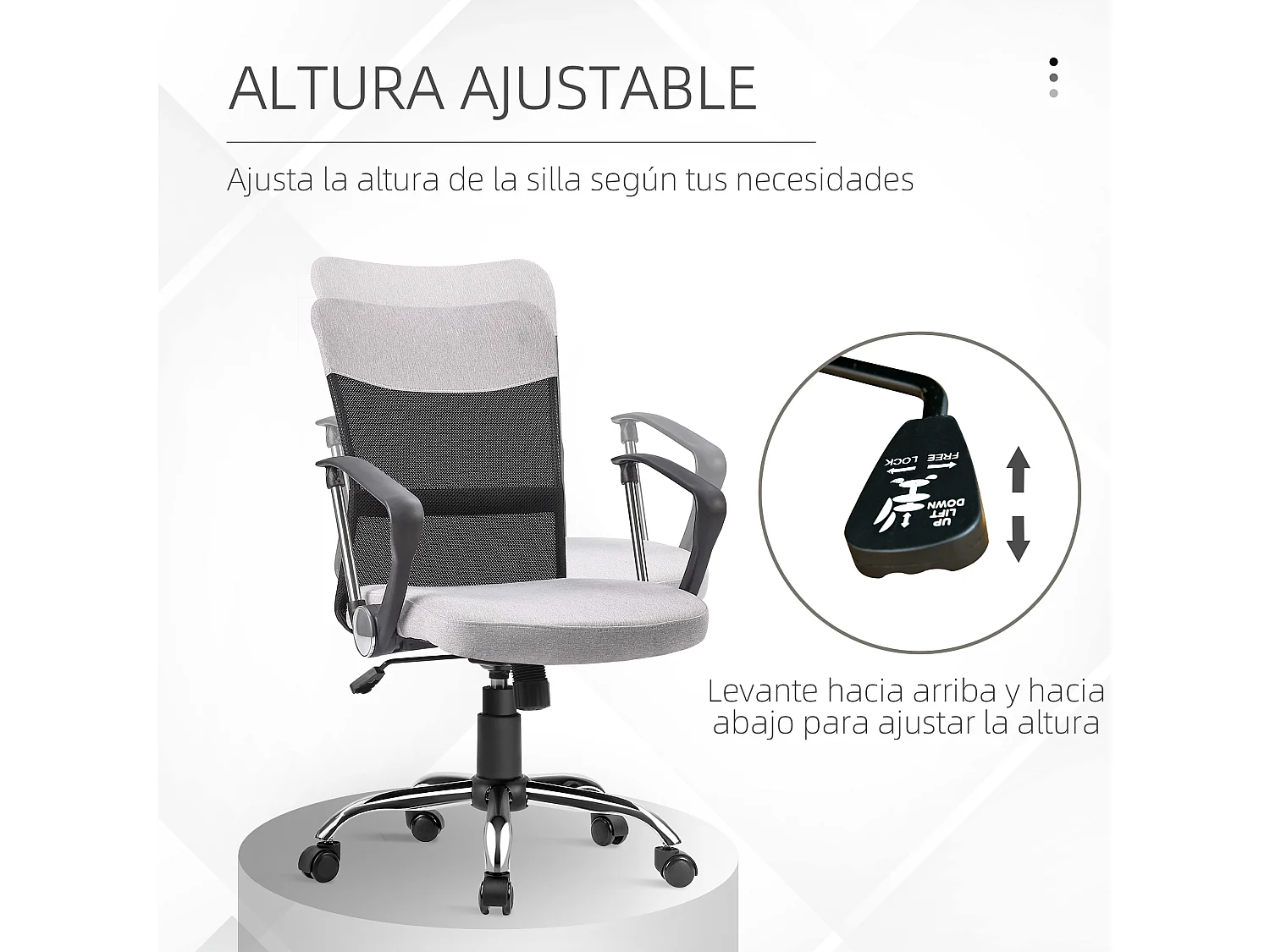 Silla de oficina gris 60x66x101 cm Vinsetto