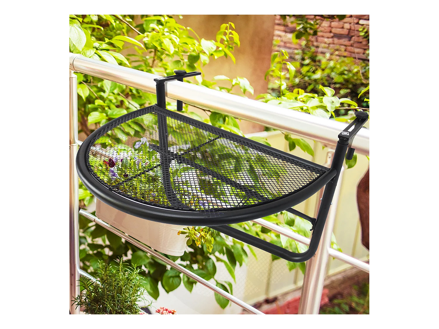 Mesa colgante de balcón negro 60x45x50 cm Outsunny