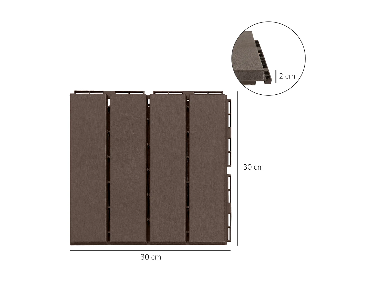 Baldosas cuadradas marrón 30x30x2 cm Outsunny