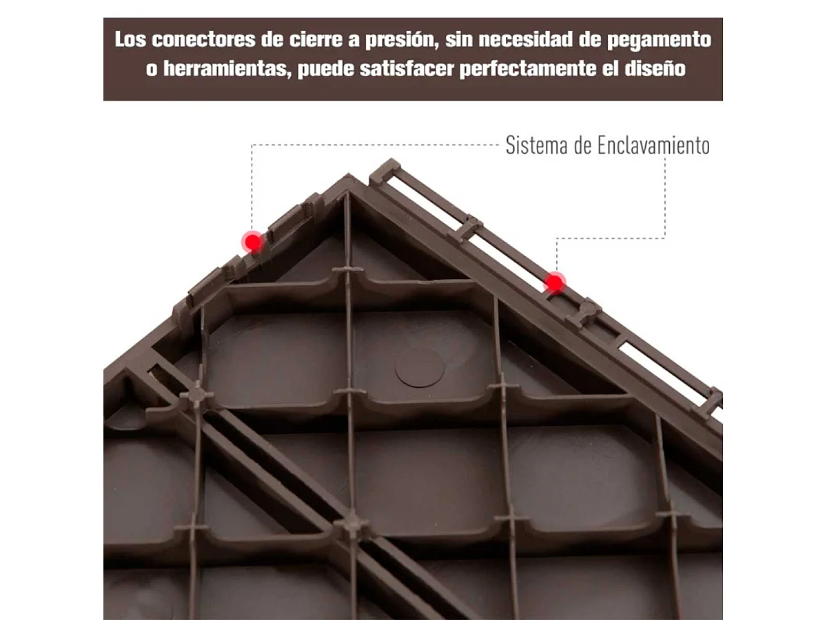 Baldosas cuadradas marrón 30x30x2 cm Outsunny