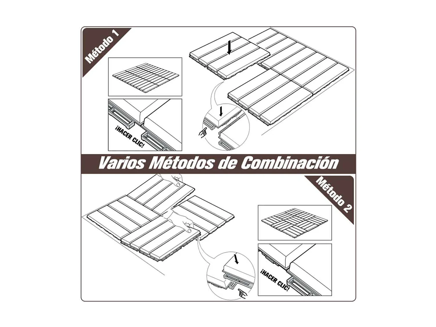 Baldosas cuadradas marrón 30x30x2 cm Outsunny