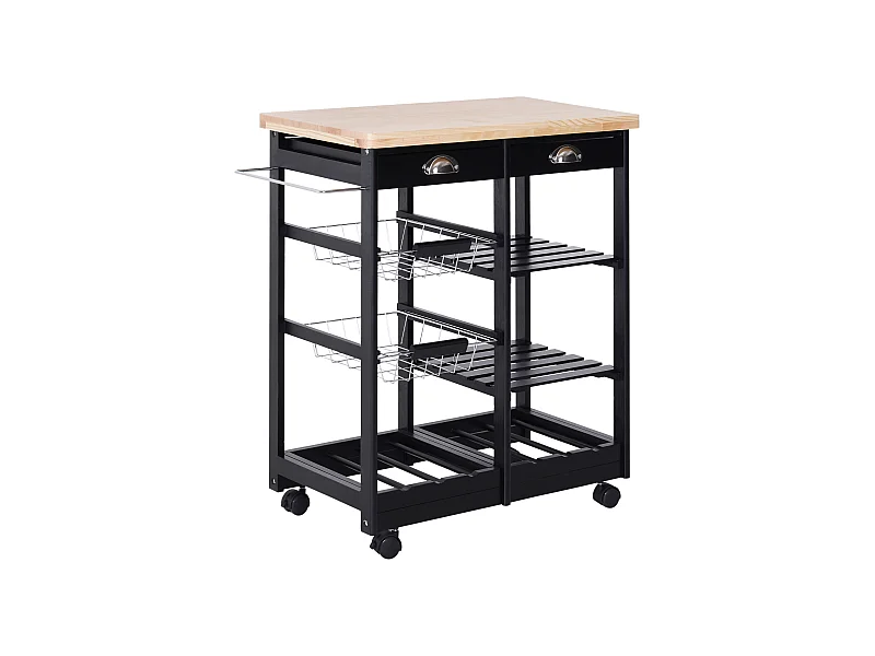 Carro de cocina negro 74x37x76cm HOMCOM