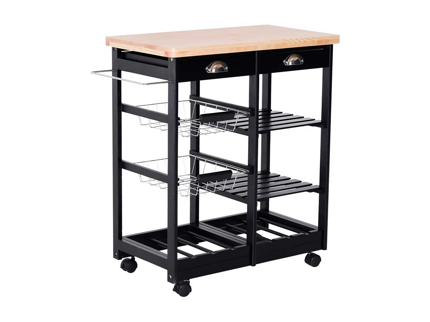 Carro de cocina negro 74x37x76cm HOMCOM