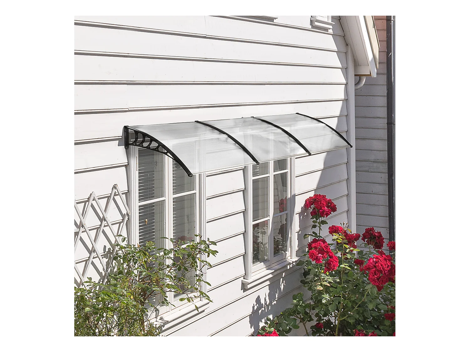 Tejadillo de protección transparente 90x295x23.5 cm Outsunny