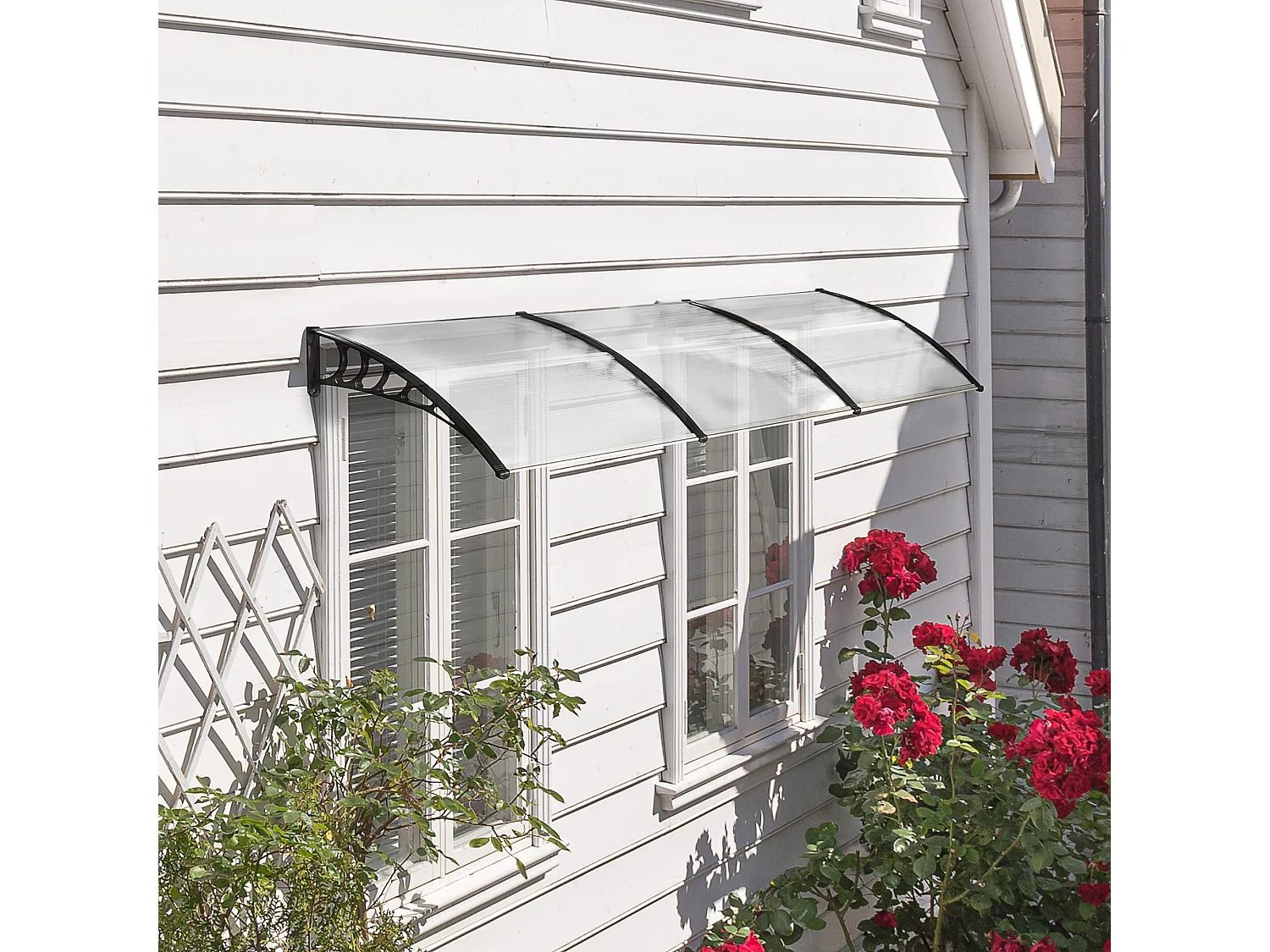 Tejadillo de protección transparente 90x295x23.5 cm Outsunny