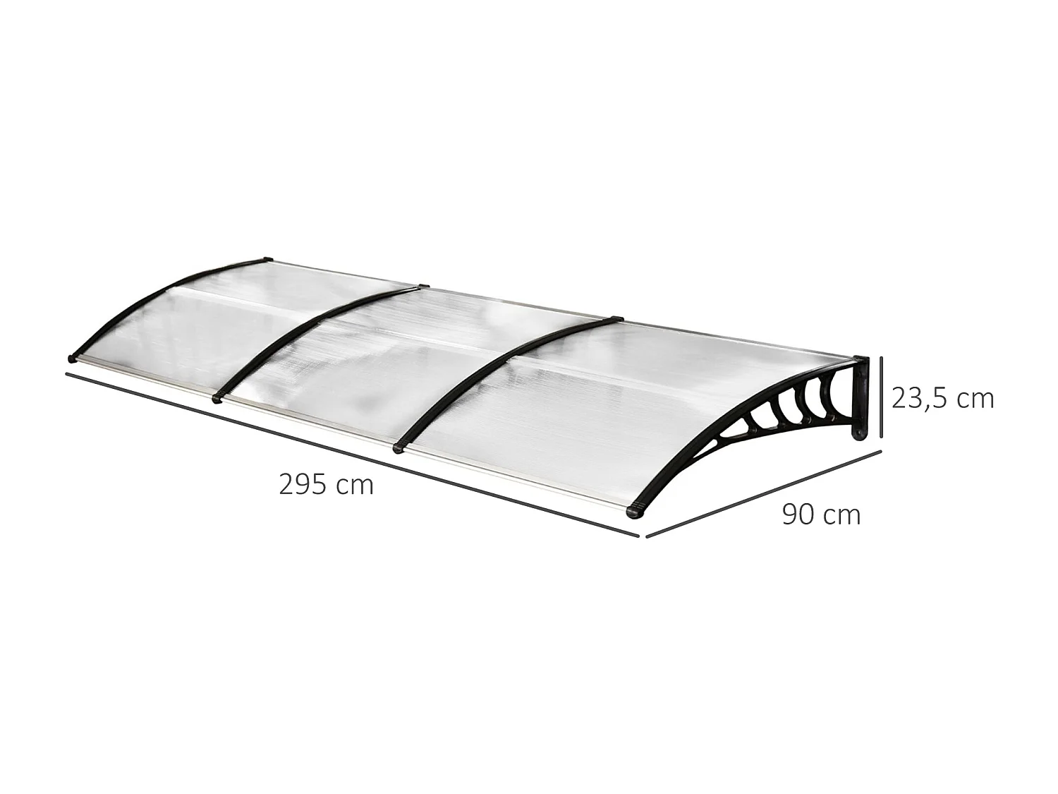 Tejadillo de protección transparente 90x295x23.5 cm Outsunny
