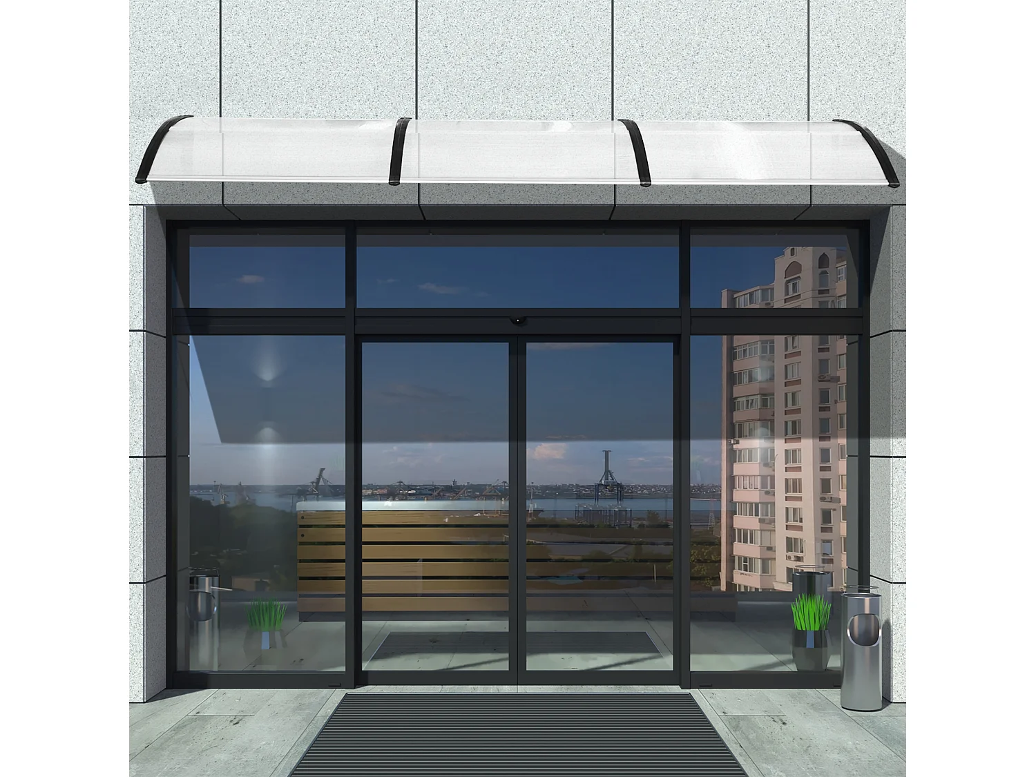 Tejadillo de protección transparente 90x295x23.5 cm Outsunny